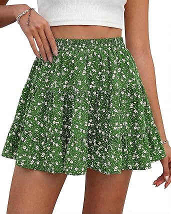 BTFBM Summer Skirts for Women 2026 High Waist Flowy Shorts Underneath Boho Tiered Floral Tennis Skorts Casual Mini Skirt