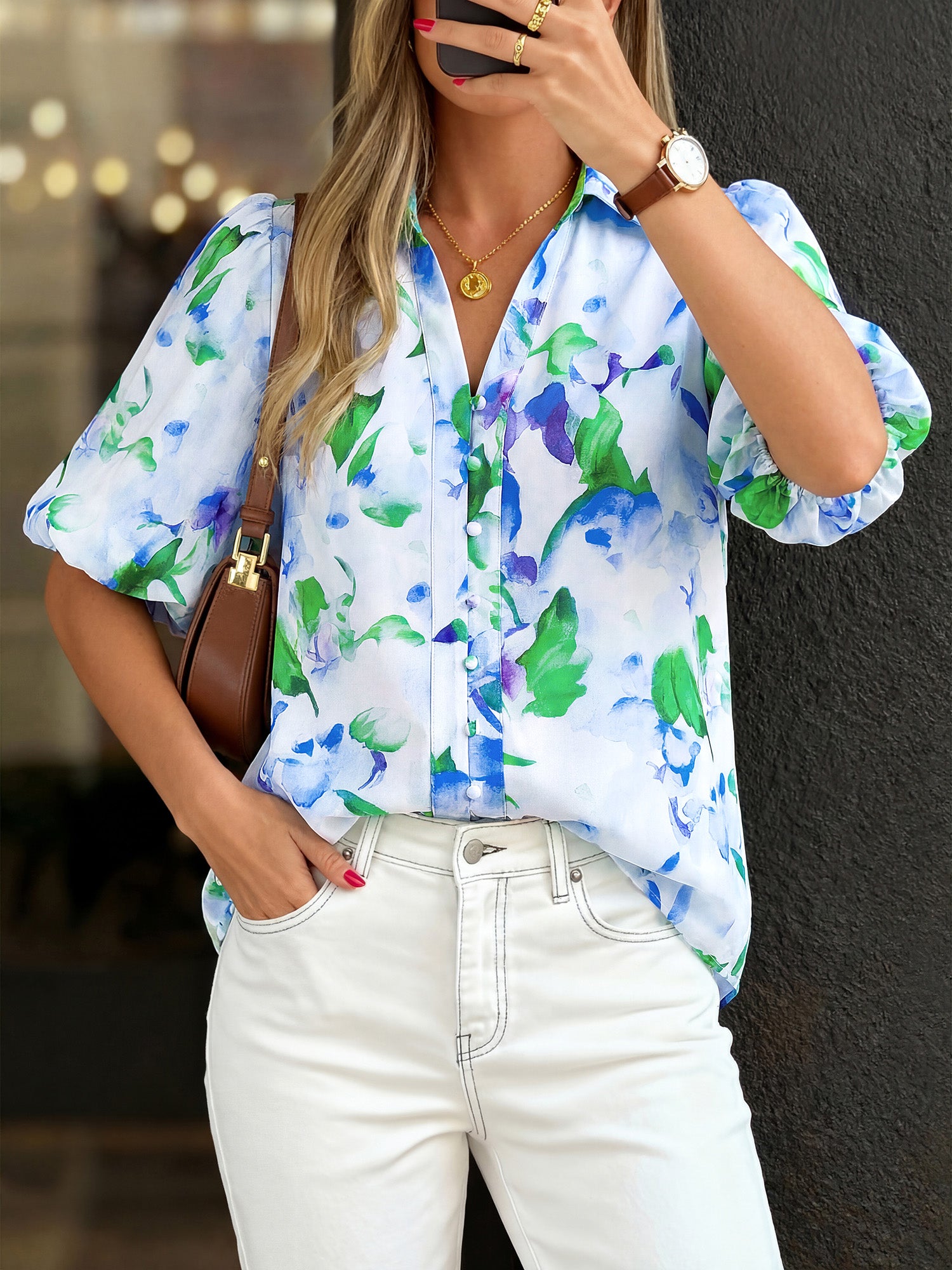 BTFBM Womens Tops Summer Button Down Shirts Casual Short Sleeve V Neck Floral Boho Business Blouses Vacation Outfits