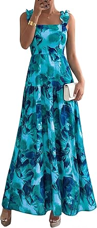 BTFBM Dresses for Women Summer 2026 Formal Sleeveless Smocked Floral Long Wedding Guest Dress Party Spring