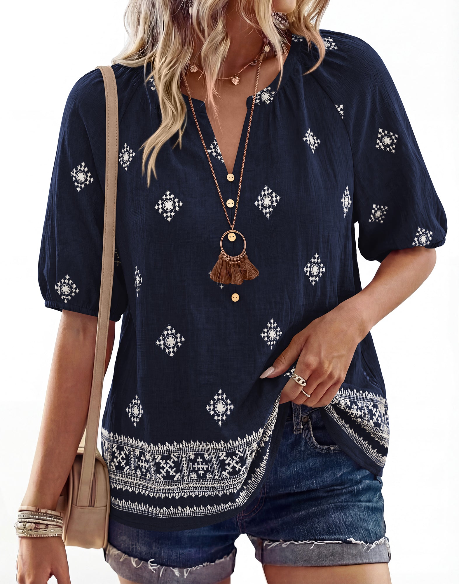 BTFBM Womens Summer Tops Boho V Neck Short Sleeve Dressy Casual Business Blouses Flowy Floral Print Shirt Trendy 2026