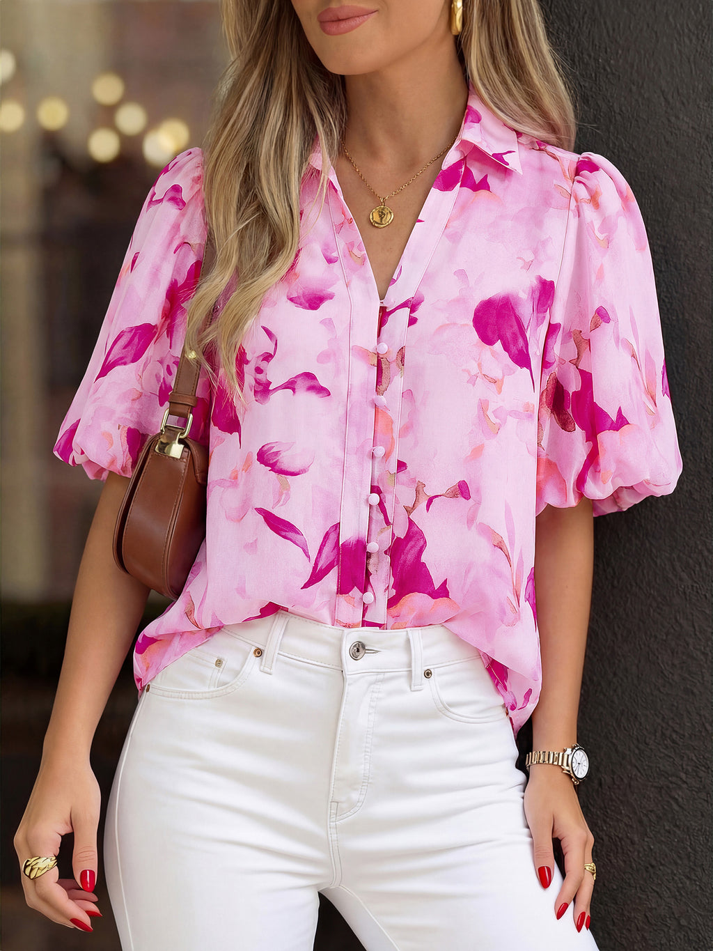 BTFBM Womens Tops Summer Button Down Shirts Casual Short Sleeve V Neck Floral Boho Business Blouses Vacation Outfits