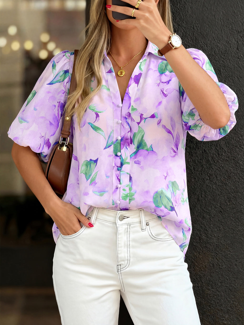 BTFBM Womens Tops Summer Button Down Shirts Casual Short Sleeve V Neck Floral Boho Business Blouses Vacation Outfits