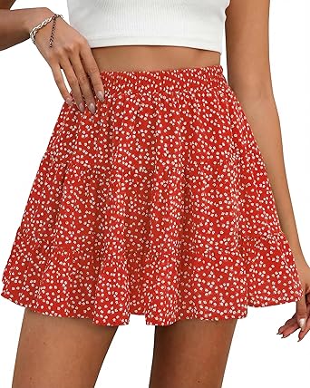 BTFBM Summer Skirts for Women 2026 High Waist Flowy Shorts Underneath Boho Tiered Floral Tennis Skorts Casual Mini Skirt