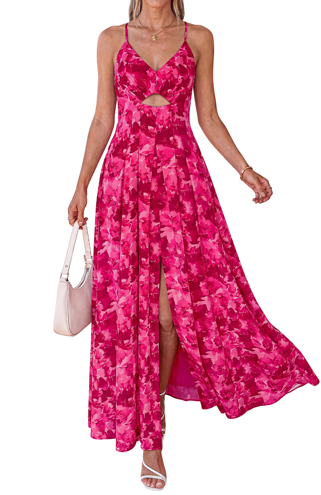 BTFBM Summer Dresses for Women 2026 Spring Floral Spaghetti Strap Smocked Cutout Maxi Dress Resort Beach Vacation Outfit