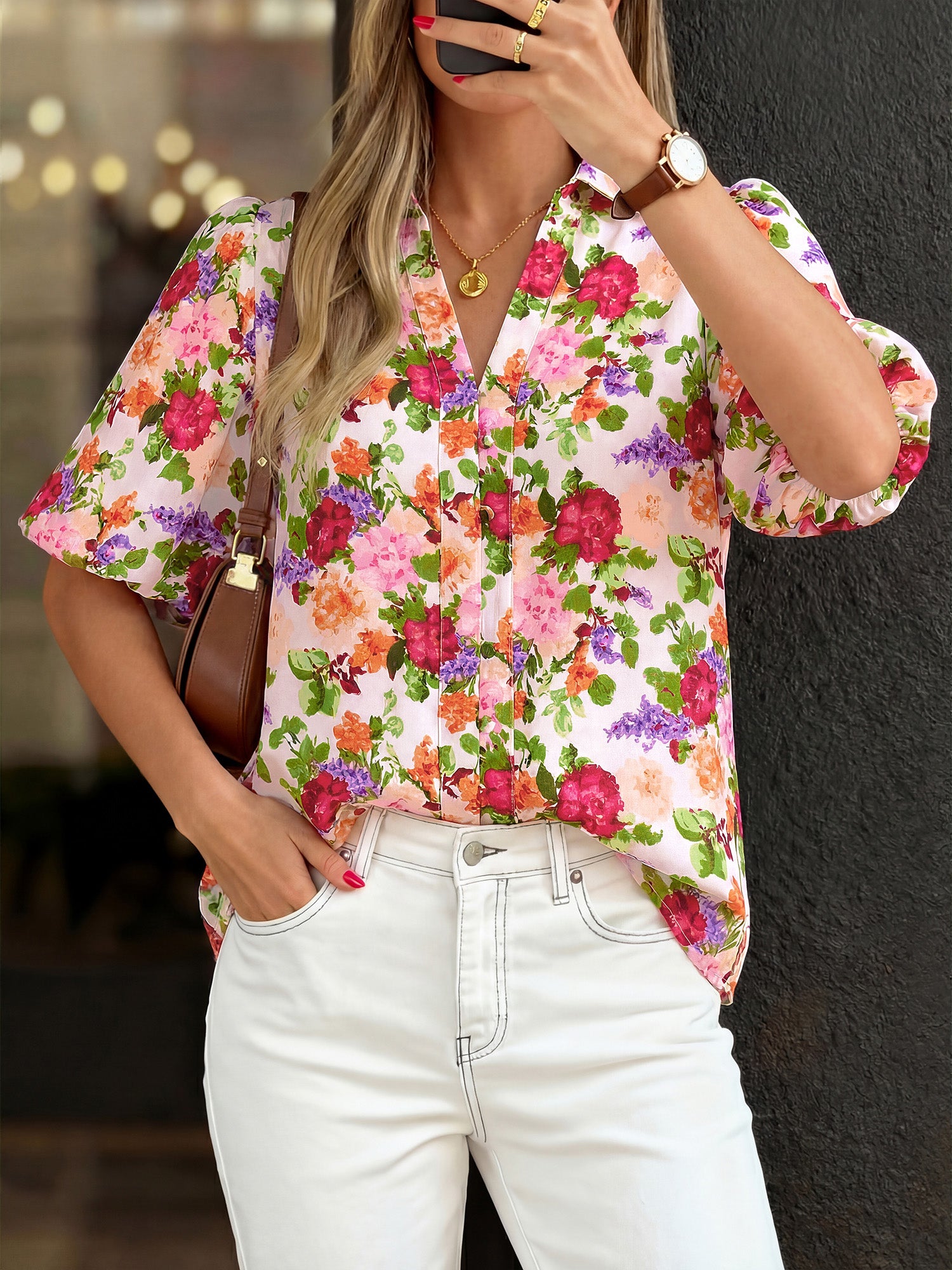 BTFBM Womens Tops Summer Button Down Shirts Casual Short Sleeve V Neck Floral Boho Business Blouses Vacation Outfits