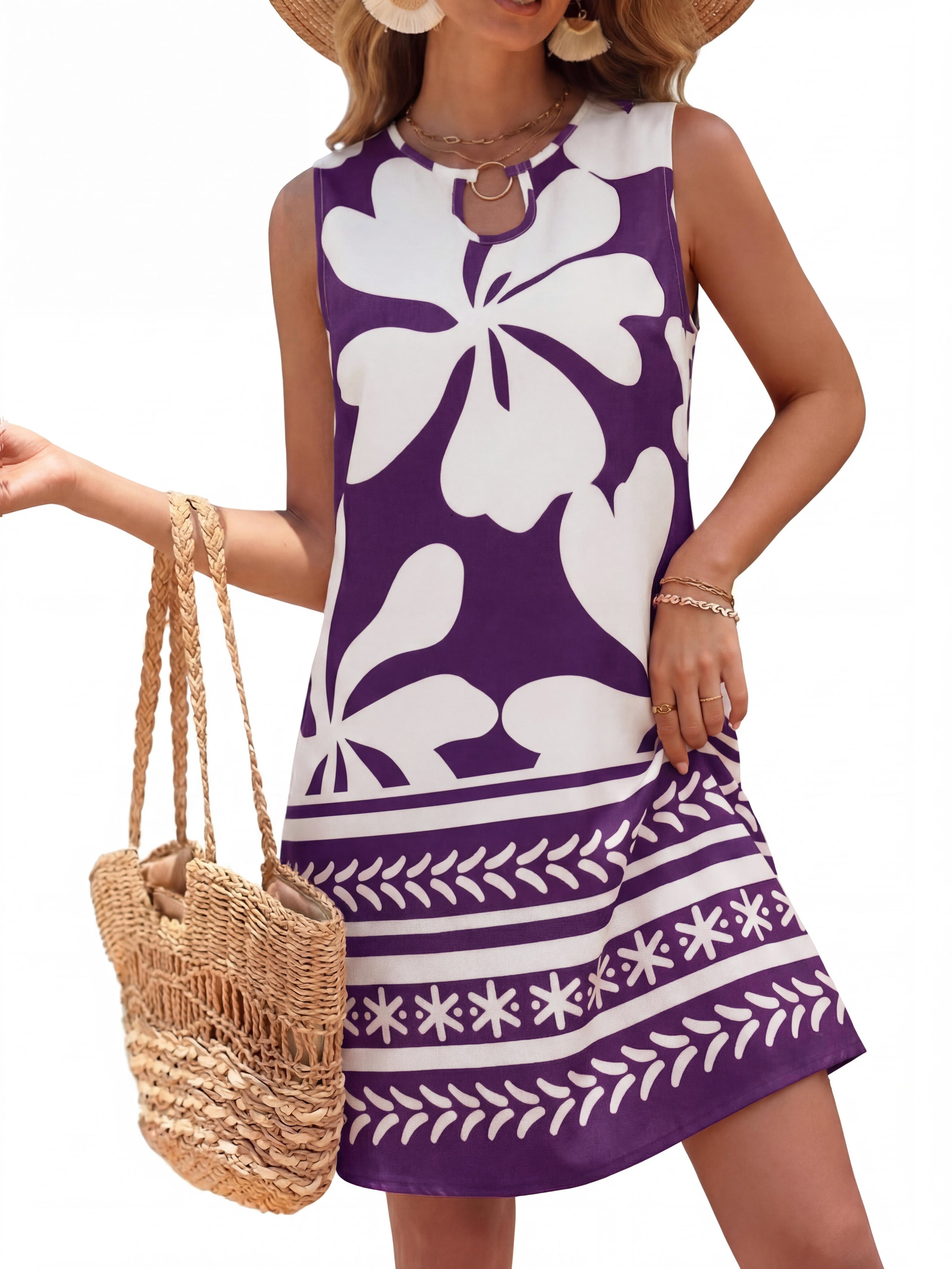 BTFBM Casual Summer Dresses for Women 2026 Spring Sleeveless Boho Floral Tank Mini Sun Dress Beach Vacation Sundresses