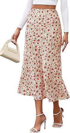 BTFBM Satin Skirts for Women 2025 Fall Winter High Waisted A-Line Leopard Print Floral Cocktail Wedding Silk Midi Skirt