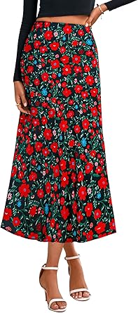 BTFBM Satin Skirts for Women 2025 Fall Winter High Waisted A-Line Leopard Print Floral Cocktail Wedding Silk Midi Skirt
