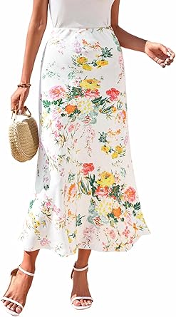 BTFBM Satin Skirts for Women 2025 Fall Winter High Waisted A-Line Leopard Print Floral Cocktail Wedding Silk Midi Skirt