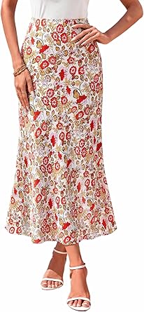 BTFBM Satin Skirts for Women 2025 Fall Winter High Waisted A-Line Leopard Print Floral Cocktail Wedding Silk Midi Skirt