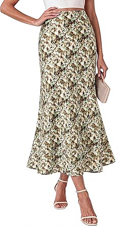 BTFBM Satin Maxi Skirts for Women 2026 Summer Spring Boho A Line High Waisted Cocktail Wedding Guest Party Silk Midi Skirt