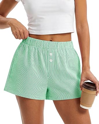 BTFBM Striped Boxer Shorts for Women 2025 Summer Y2k Vacation Beach Bottoms Lounge Sleep Pj Pajama Shorts Spring Clothes