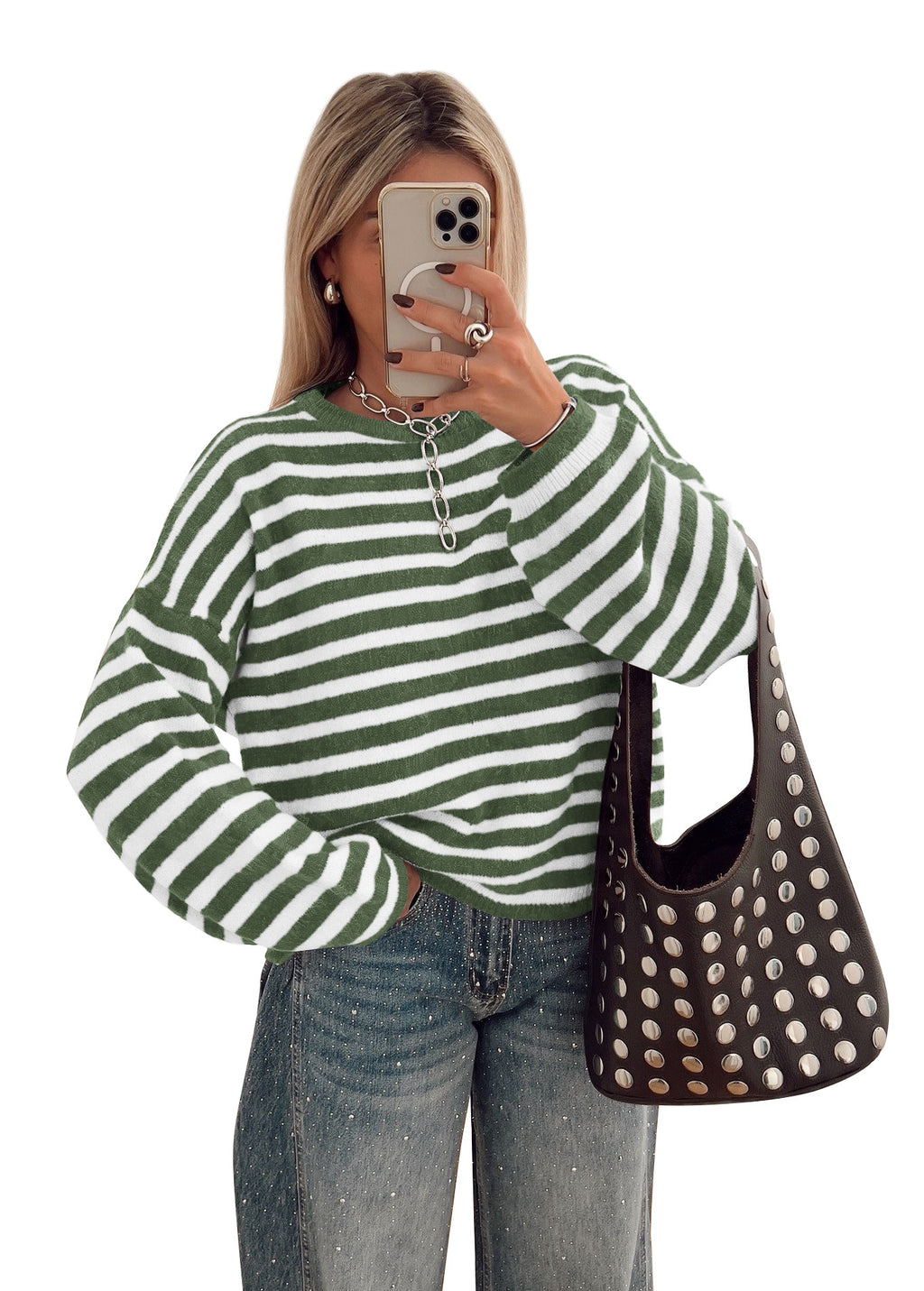 BTFBM Women's Lightweight Oversized Striped Sweater | Soft Knit Cozy Sweaters, Crew Neck Long Sleeve Pullover, y2k Color Block, Casual Holiday Outfits, Winter Fall Clothes 2026