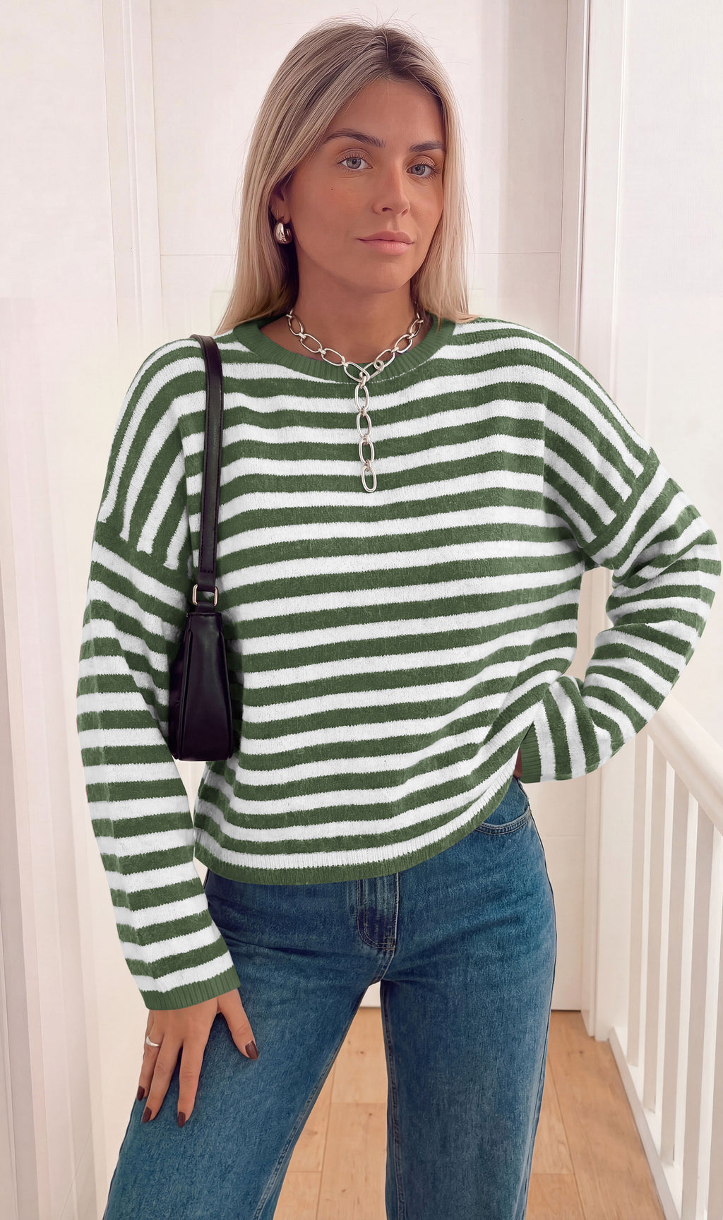 BTFBM Women's Lightweight Oversized Striped Sweater | Soft Knit Cozy Sweaters, Crew Neck Long Sleeve Pullover, y2k Color Block, Casual Holiday Outfits, Winter Fall Clothes 2026