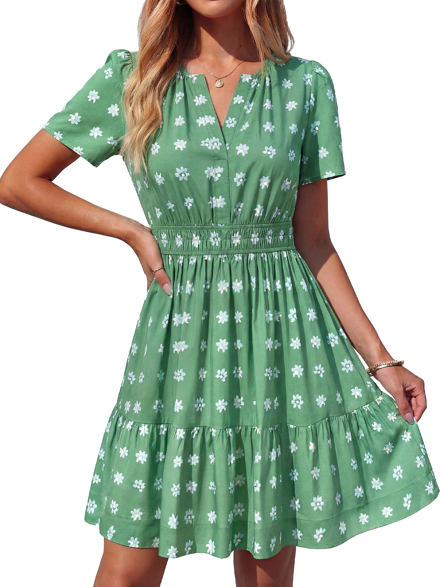BTFBM Summer Dresses for Women 2026 Lightweight Casual Short Sleeve Floral Mini Dress A Line Beach Vacation Sundress
