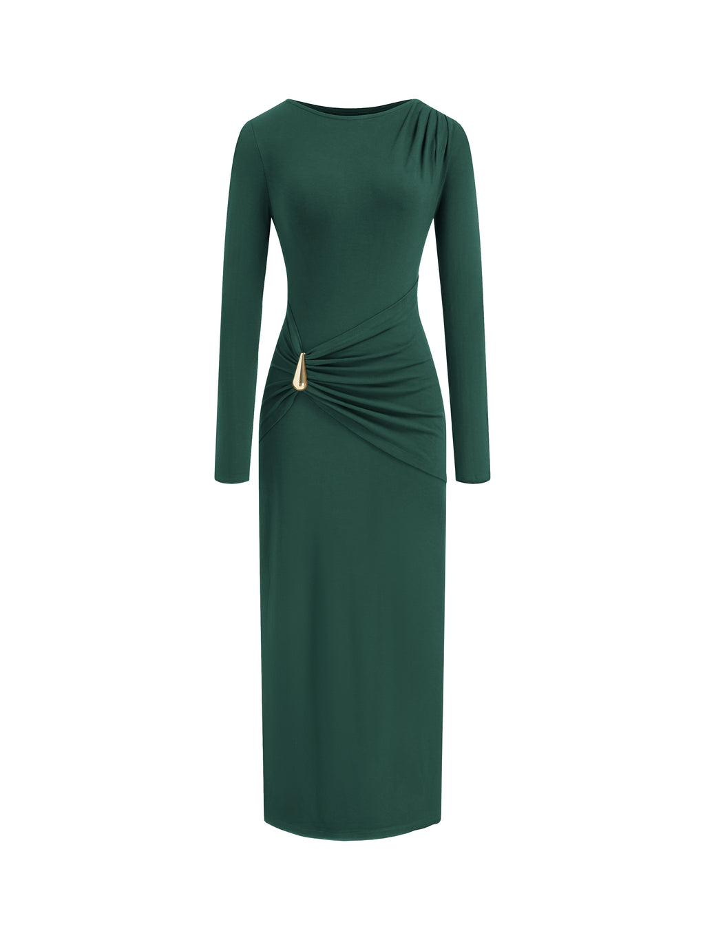 BTFBM Womens Long Sleeve Ruched Slit Maxi Wedding Guest Dress | Boat Neck, Bodycon, Semi Formal Dresses For Women Cocktail, Party, Homecoming, Date Night, Christmas, Holiday, Winter Outfits