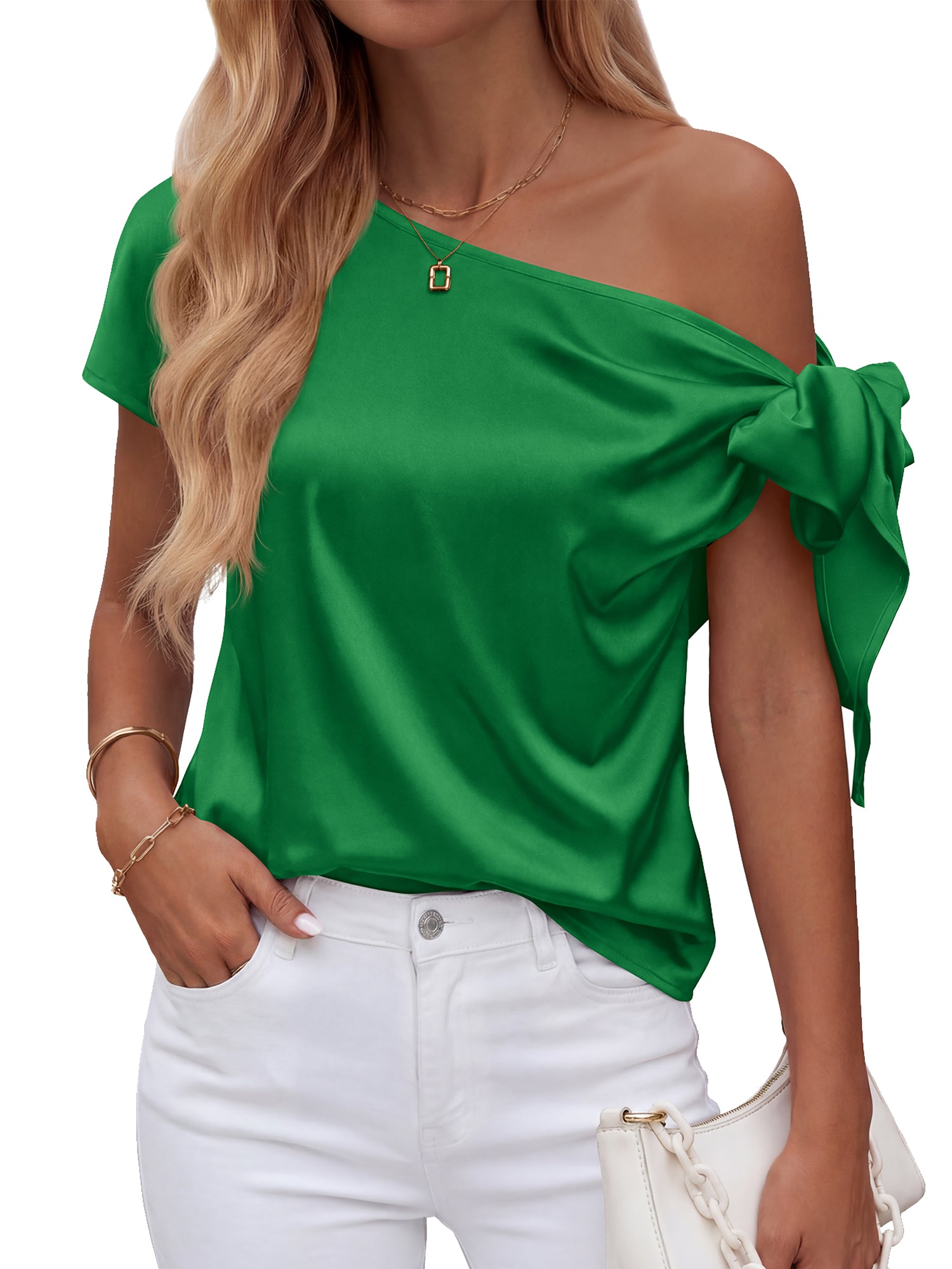 BTFBM Off The Shoulder Tops for Women Summer 2026 Short Sleeve Satin Blouse Shirts Silk Y2K Going Out Top Beach Vacation