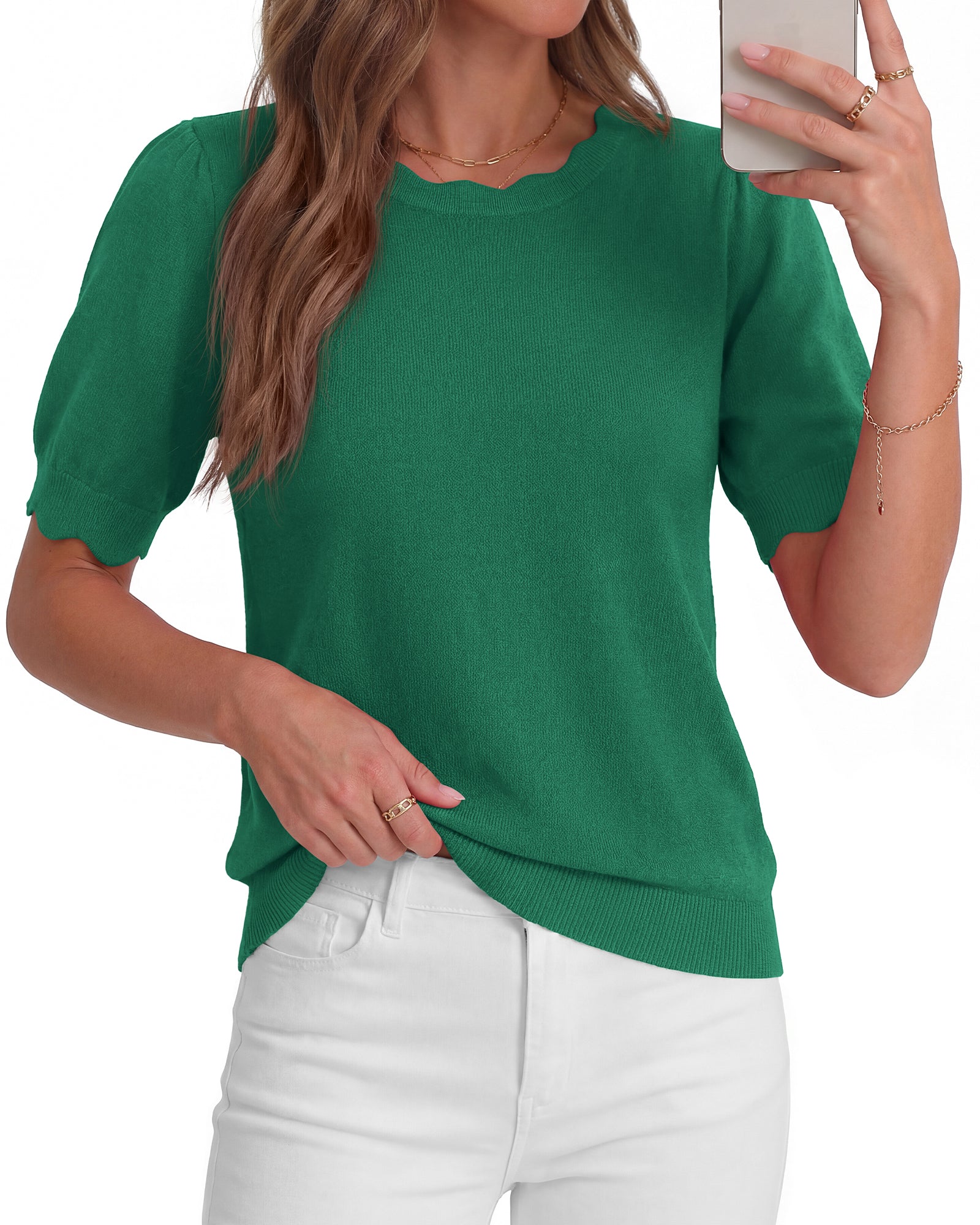 BTFBM Short Sleeve Sweater For Women 2026 Spring Summer Knit Basic Tops Lightweight Business Casual Vacation Outfits