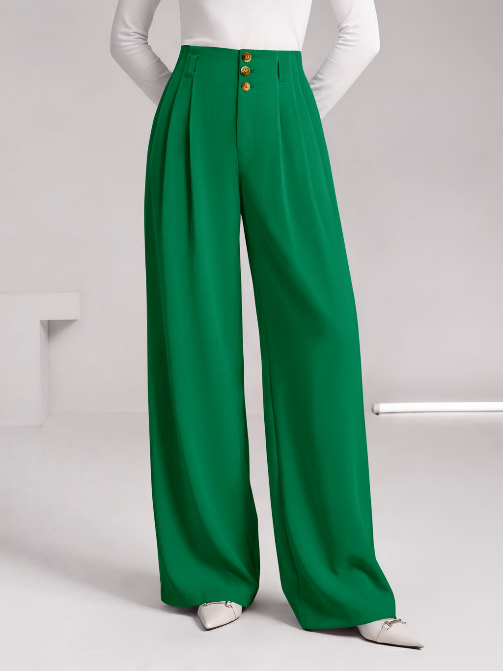 BTFBM Wide Leg Dress Pants Women Business Casual Outfits | Elastic High Waisted Palazzo Pants, Button Zip Up Closure, Pleated Office Work Trousers With Pockets, Fall Fashion 2026