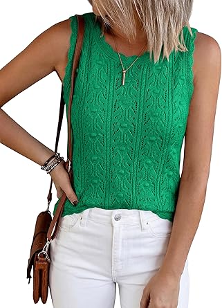 BTFBM Summer Crochet Tops for Women Sleeveless Knit Sweater Vest Tank Top Spring 2025 Cover Ups Beach Vacation Clothes
