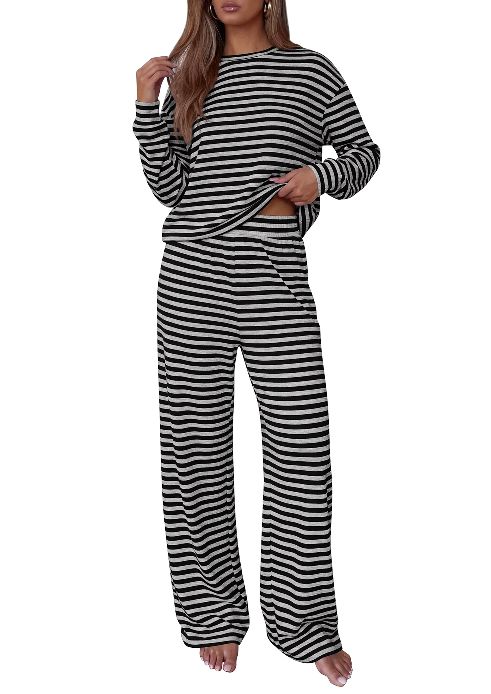 BTFBM Striped Lounge Set Sweatsuits Women 2 Piece Outfit