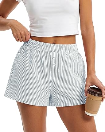 BTFBM Striped Boxer Shorts for Women 2025 Summer Y2k Vacation Beach Bottoms Lounge Sleep Pj Pajama Shorts Spring Clothes