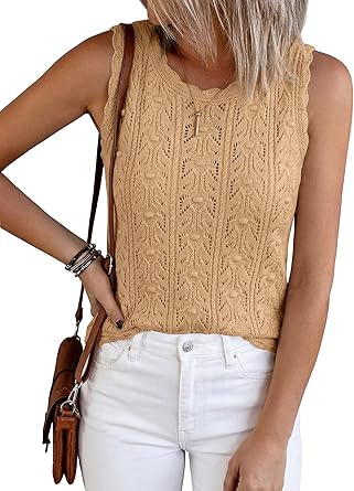 BTFBM Summer Crochet Tops for Women Sleeveless Knit Sweater Vest Tank Top Spring 2025 Cover Ups Beach Vacation Clothes