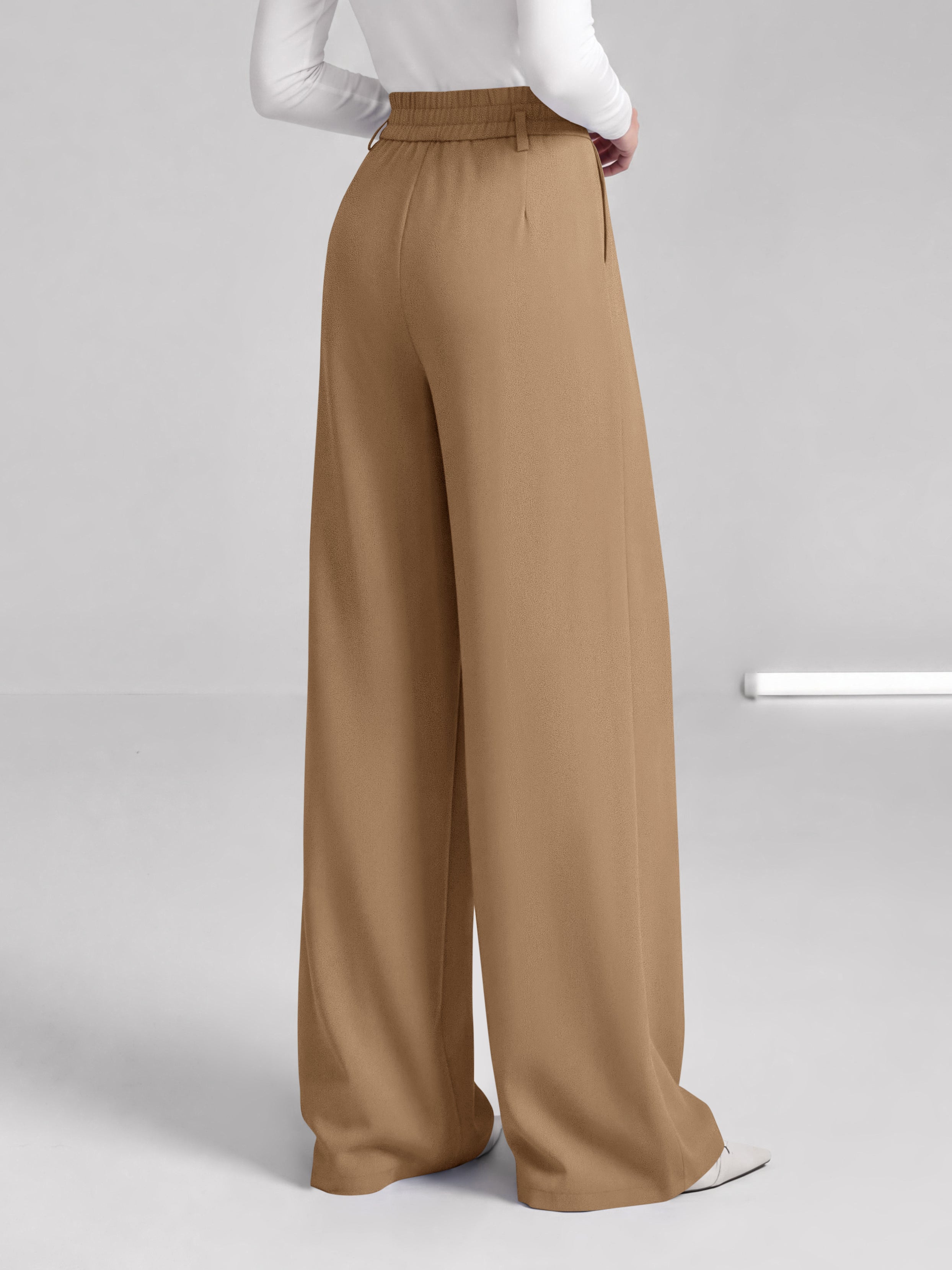 BTFBM Wide Leg Dress Pants Women Business Casual Outfits | Elastic High Waisted Palazzo Pants, Button Zip Up Closure, Pleated Office Work Trousers With Pockets, Fall Fashion 2026