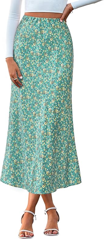 BTFBM Satin Skirts for Women 2025 Fall Winter High Waisted A-Line Leopard Print Floral Cocktail Wedding Silk Midi Skirt
