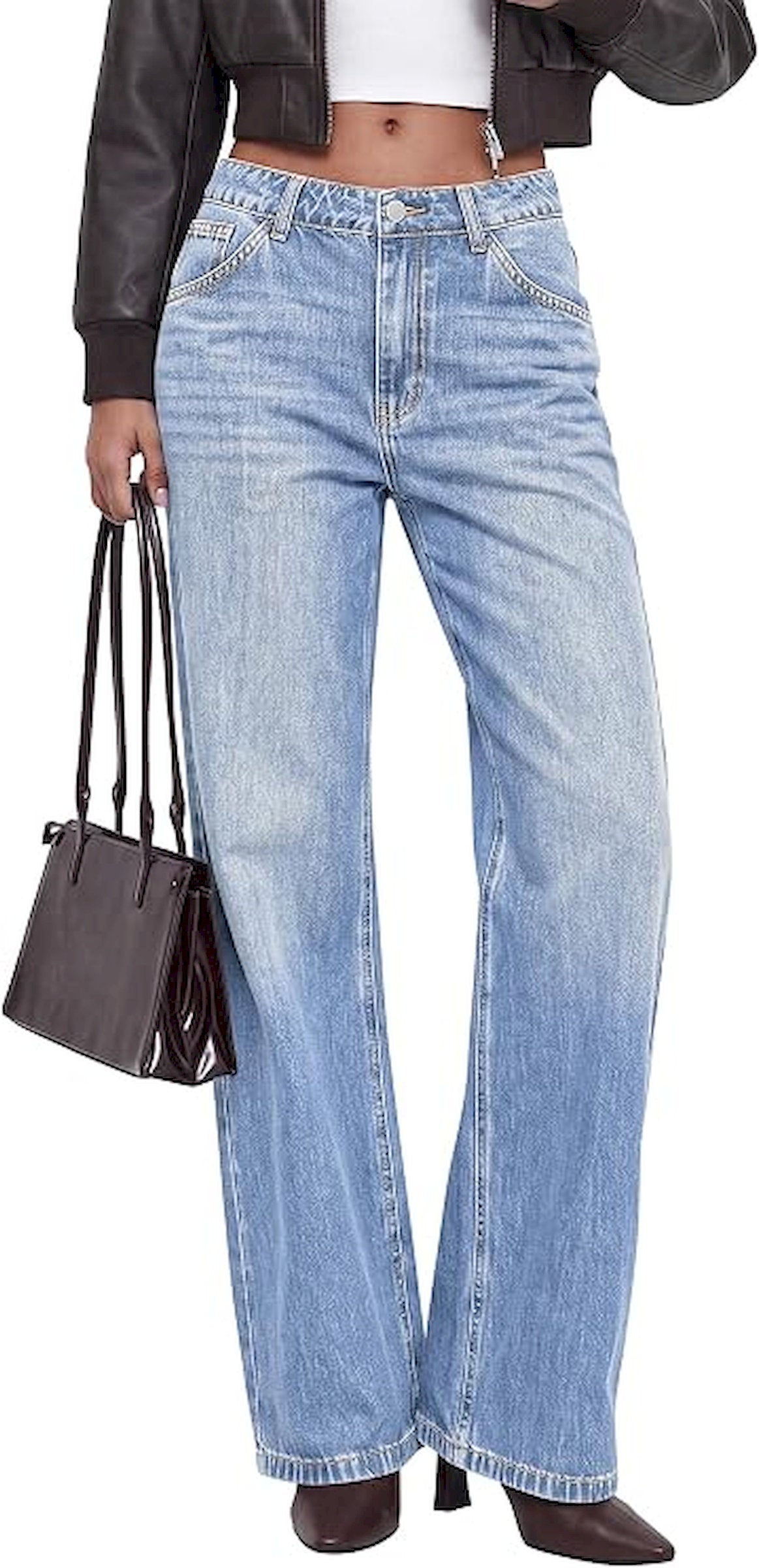 BTFBM Women Casual Straight Leg Jeans Trendy  High Waisted, Pockets, Long Denim Pants, Slacks, Bottoms, Vacation Outfits, Travel Airport, Fashion Clothes, Fall Winter 2026