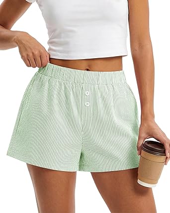 BTFBM Striped Boxer Shorts for Women 2025 Summer Y2k Vacation Beach Bottoms Lounge Sleep Pj Pajama Shorts Spring Clothes