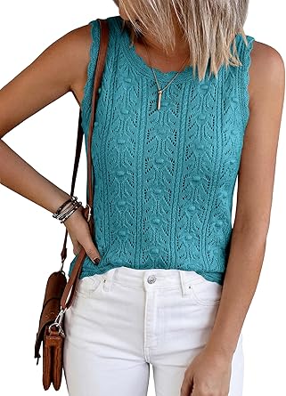 BTFBM Summer Crochet Tops for Women Sleeveless Knit Sweater Vest Tank Top Spring 2025 Cover Ups Beach Vacation Clothes