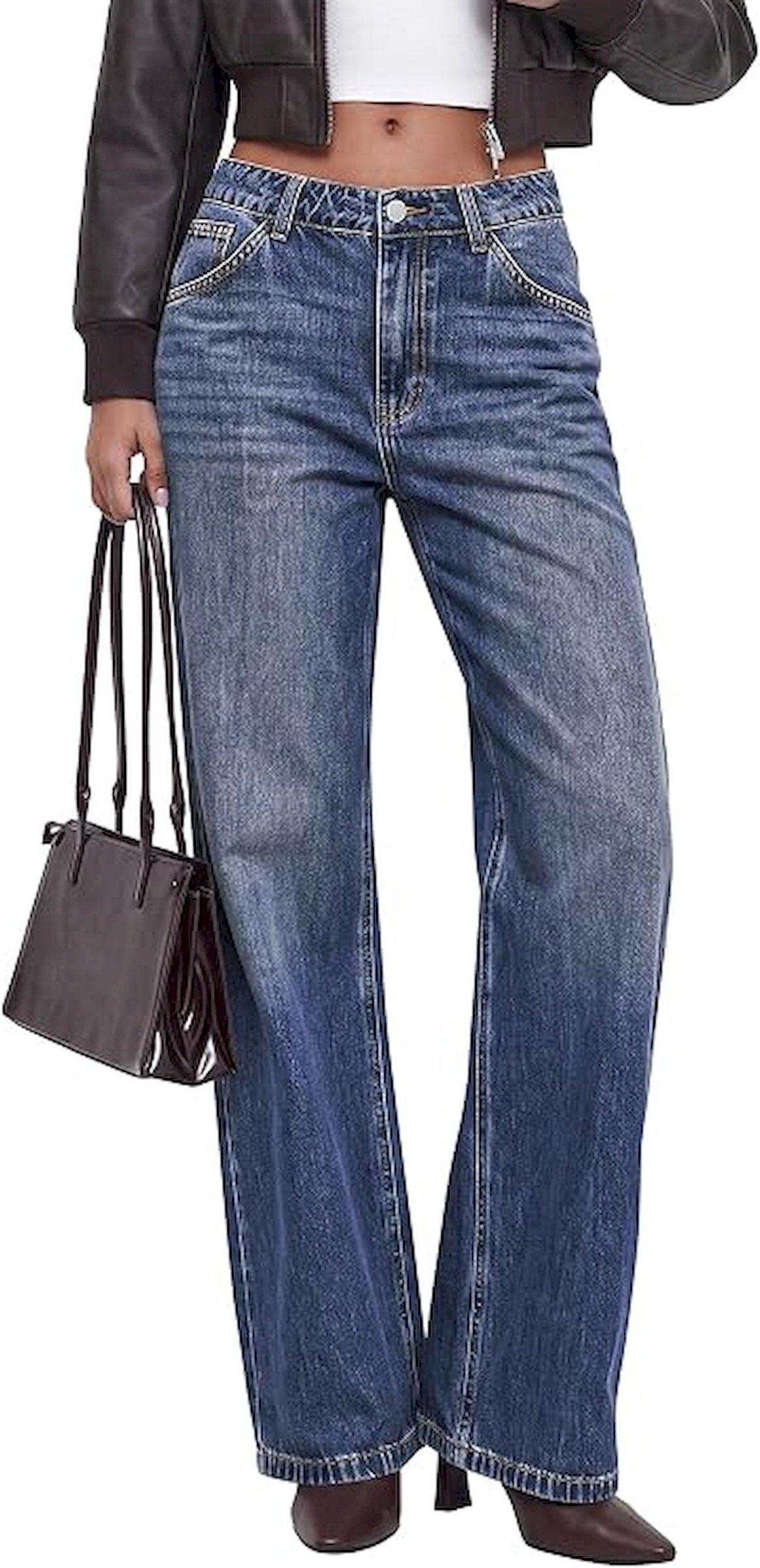BTFBM Women Casual Straight Leg Jeans Trendy  High Waisted, Pockets, Long Denim Pants, Slacks, Bottoms, Vacation Outfits, Travel Airport, Fashion Clothes, Fall Winter 2026