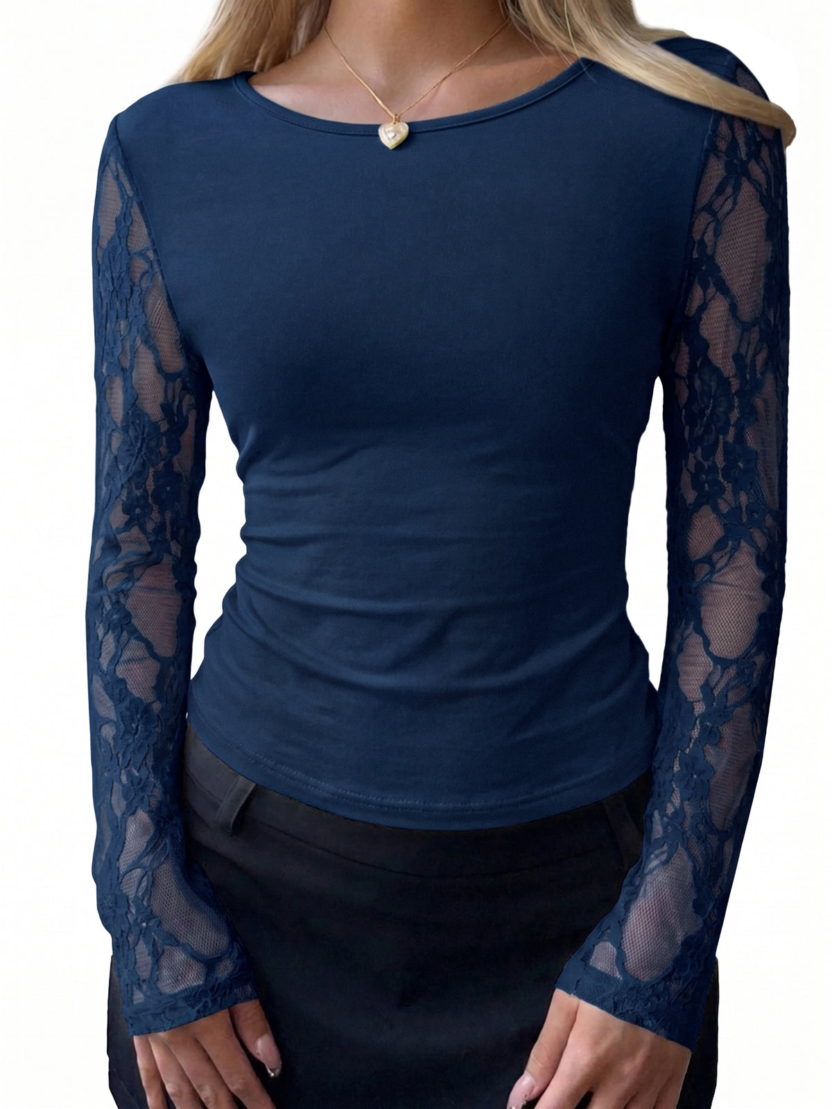 BTFBM Fall Tops for Women 2026 Sheer Lace Long Sleeve Top Slim Fit Blouses