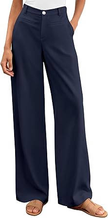 BTFBM Women Wide Leg Pants High Waisted Spring 2026 Business Casual Outfits Slacks Trousers Dressy Palazzo Pants Pockets