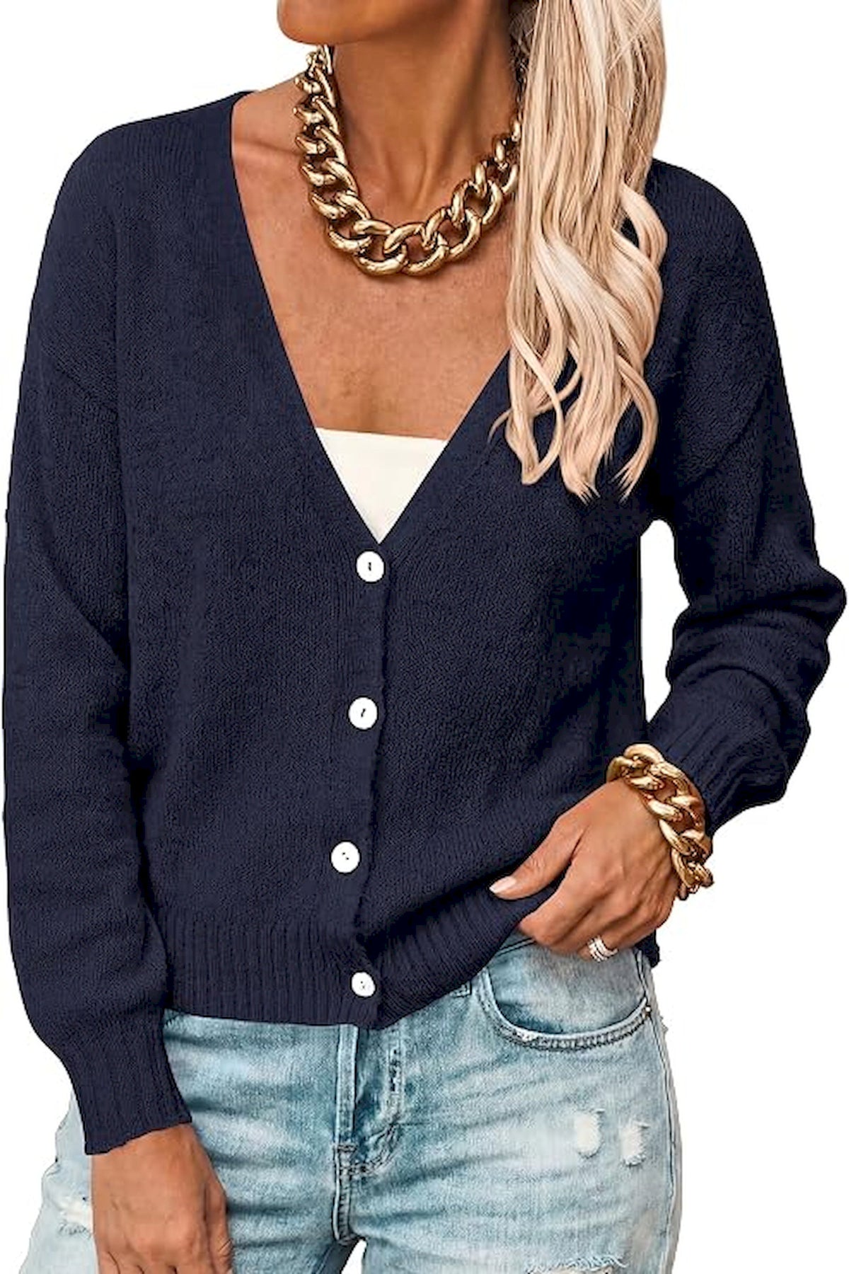 BTFBM V Neck Cardigan Sweaters for Women 2026 Fall | Long Sleeve Knit Sweater, Button Down Shrug Tops, Open Front, Lightweight Cardigans, Business Casual Outfits, Winter Clothing