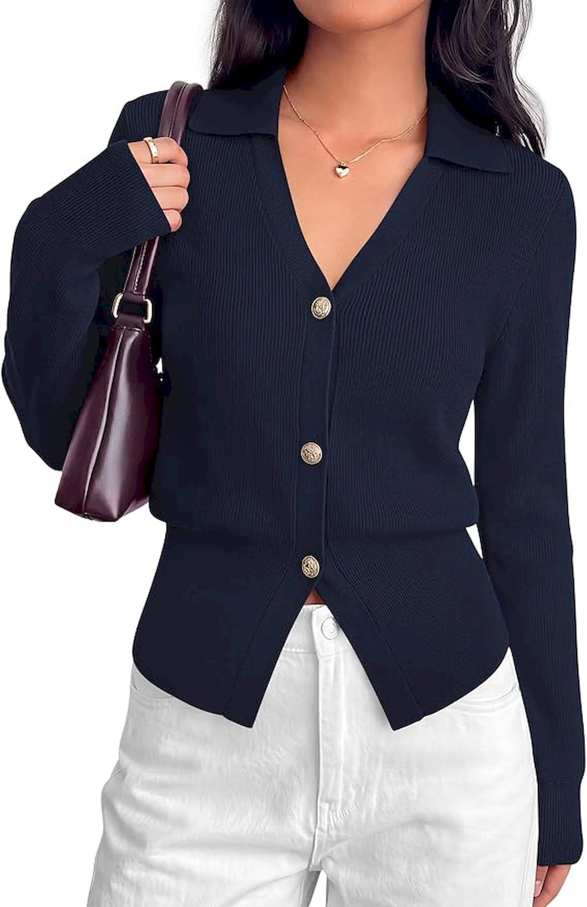 BTFBM Women Long Sleeve Lightweight Cardigans Knitted Button Down Shirts