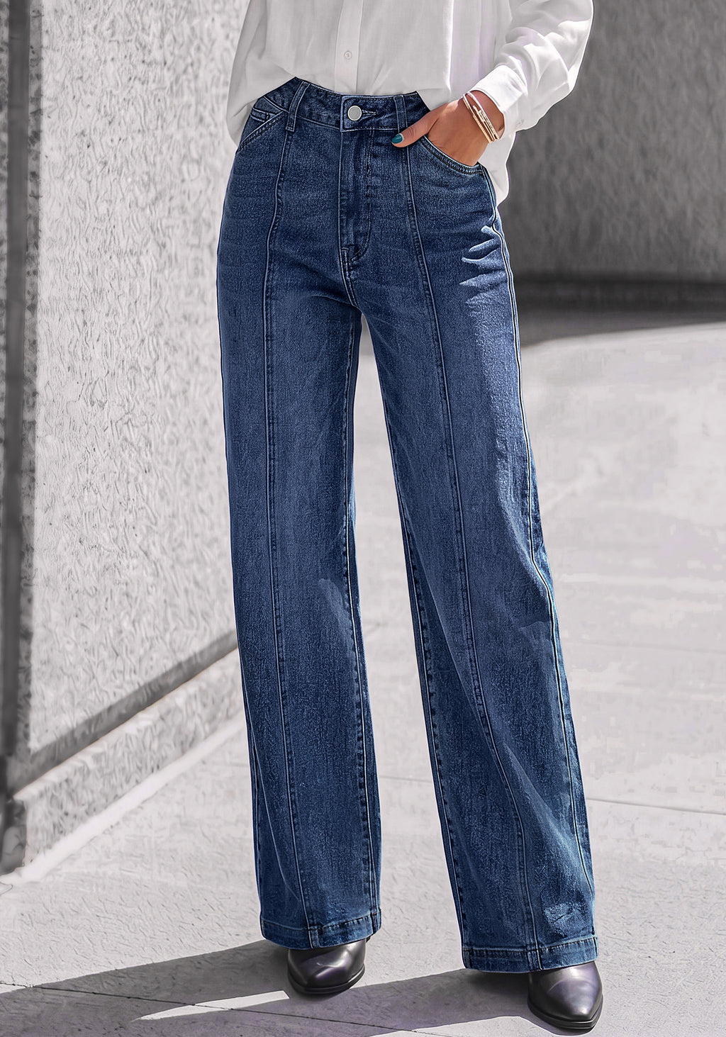 BTFBM Front Seam Stretchy Wide Straight Leg Jeans for Women Trendy 2026