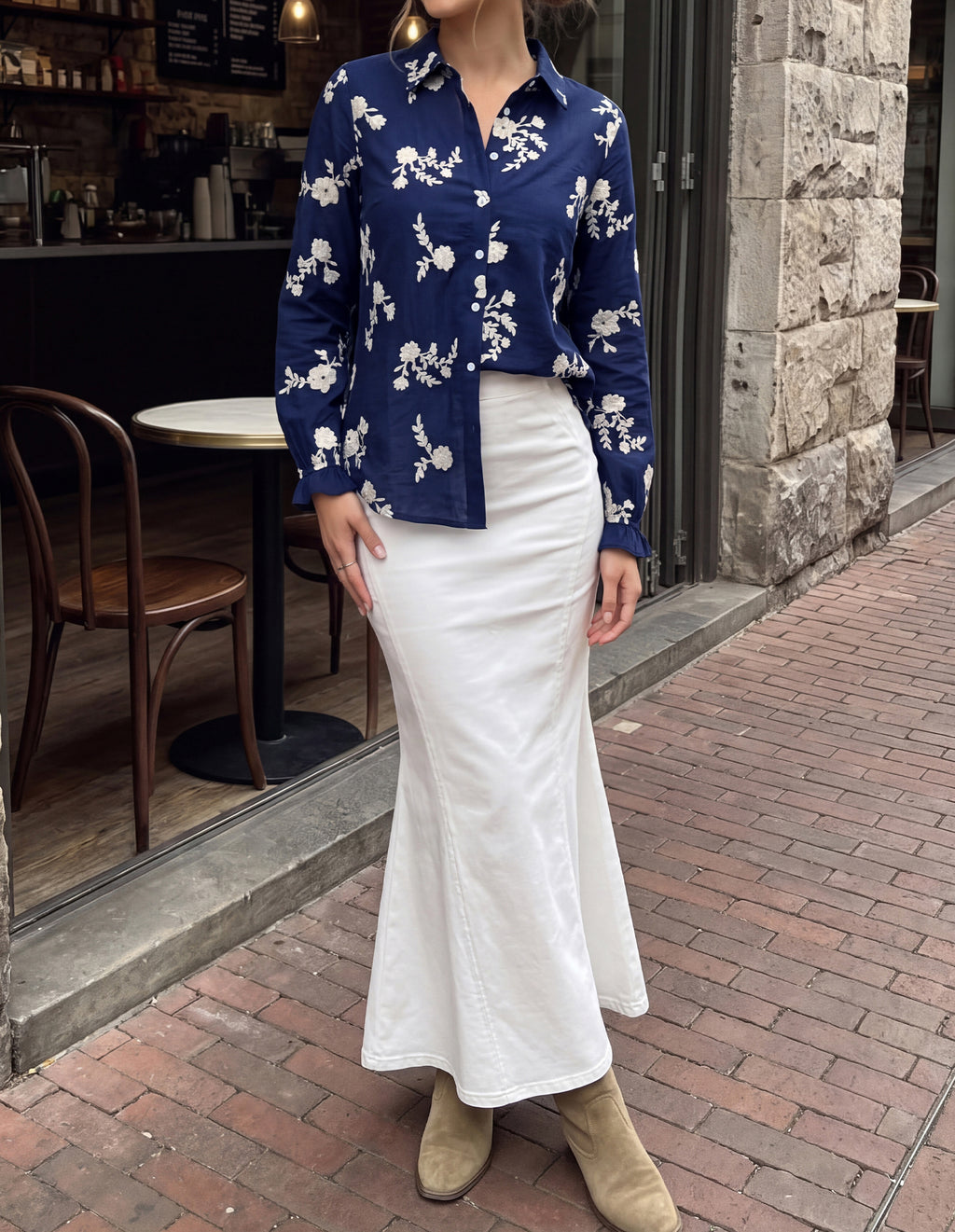BTFBM Boho Floral Embroidered Long Sleeve Blouses for Women Dressy Casual