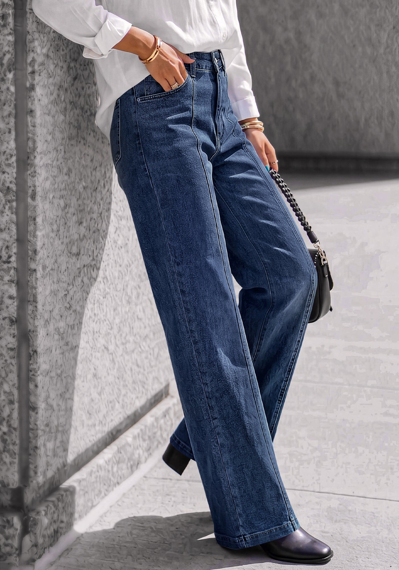 BTFBM Front Seam Stretchy Wide Straight Leg Jeans for Women Trendy 2026