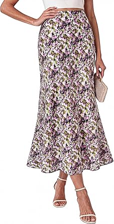 BTFBM Satin Maxi Skirts for Women 2026 Summer Spring Boho A Line High Waisted Cocktail Wedding Guest Party Silk Midi Skirt