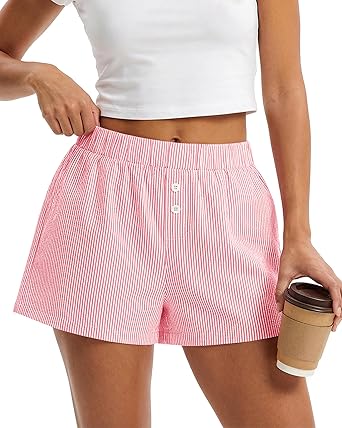 BTFBM Striped Boxer Shorts for Women 2025 Summer Y2k Vacation Beach Bottoms Lounge Sleep Pj Pajama Shorts Spring Clothes