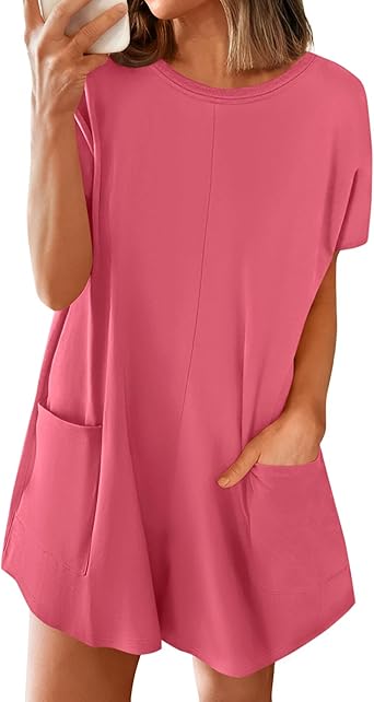 BTFBM Rompers for Women Summer 2026 Casual Dressy One Piece Shorts Tshirt Pants Jumpsuit Beach Vacation Clothes Outfit