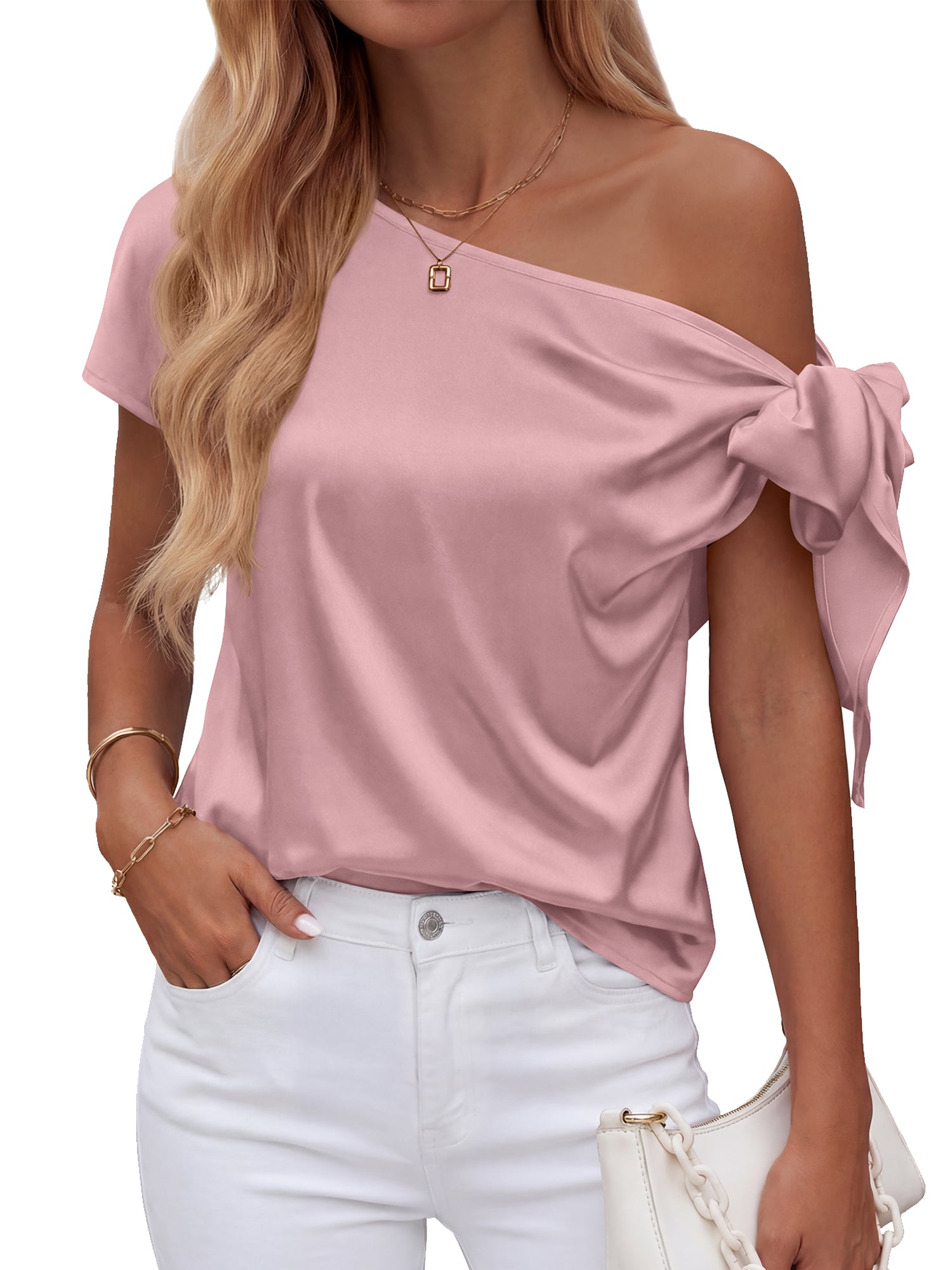 BTFBM Off The Shoulder Tops for Women Summer 2026 Short Sleeve Satin Blouse Shirts Silk Y2K Going Out Top Beach Vacation