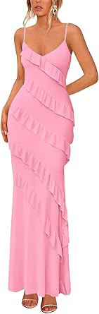 BTFBM Spring Dresses for Women 2026 Spaghetti Strap Bodcyon Solid Cocktail Wedding Guest Dress Summer Fashion Clothing