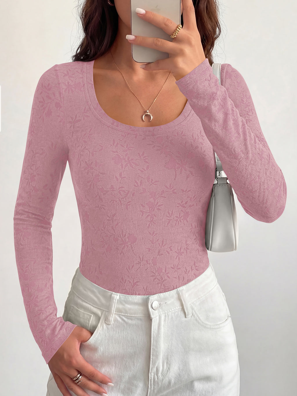 BTFBM Women's Long Sleeve Scoop Neck Shirts Floral Tops | Casual Women Fall Clothes, Ribbed Slim Fitted T-Shirts, y2k Fashion Clothing, Concert Going Out Top, Club Date Night Outfits