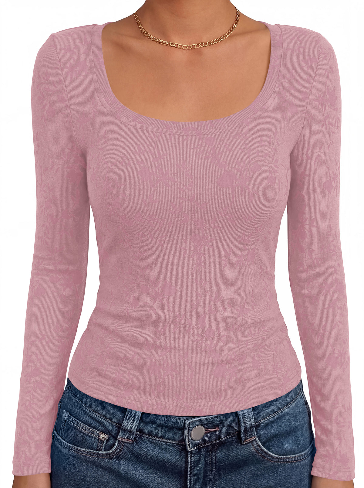 BTFBM Women's Long Sleeve Scoop Neck Shirts Floral Tops | Casual Women Fall Clothes, Ribbed Slim Fitted T-Shirts, y2k Fashion Clothing, Concert Going Out Top, Club Date Night Outfits