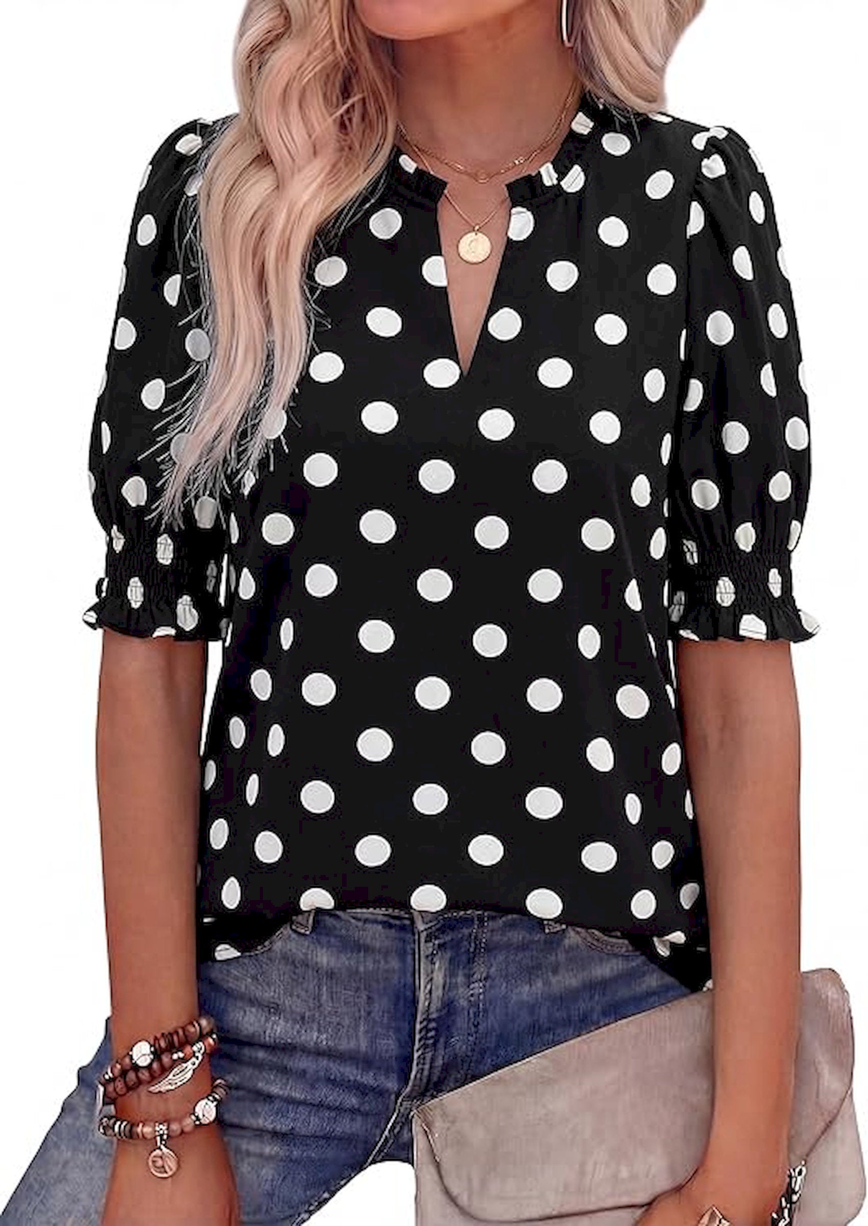 BTFBM Summer Blouses for Women Dressy Casual 2026 Fashion Spring Tops Floral Boho V Neck Puff Short Sleeve Top Shirts