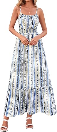 BTFBM Summer Dresses for Women 2026 Sleeveless Spaghetti Strap High Waist Boho Beach Vacation Clothes Spring Maxi Dress