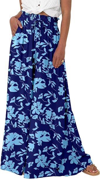 BTFBM Women Casual High Waist Wide Leg Pants 2026 Spring Summer Long Palazzo Pants Pocket Lounge Beach Vacation Clothes